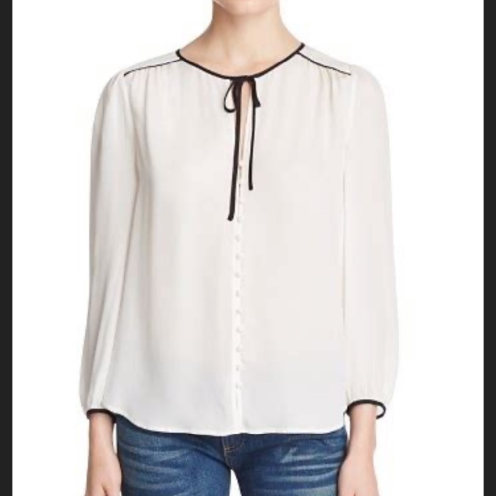 Joie Blouse cream and black classic look